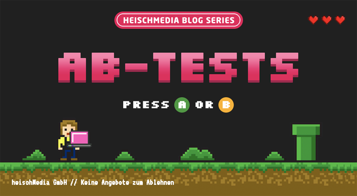 Pixelart-Spielgrafik zu AB-Tests, Blogserie.